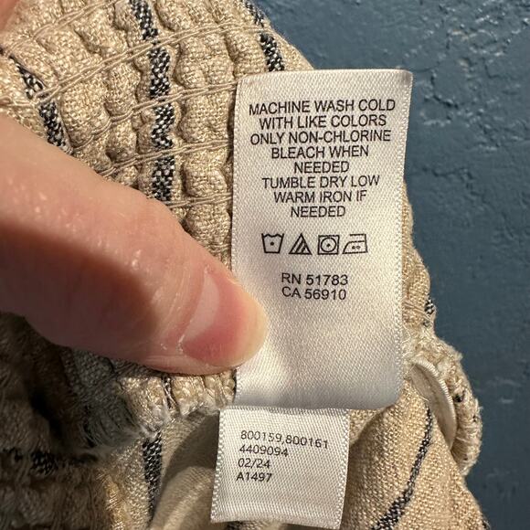 Maurices Size 1X Linen Blend Wide Leg Pull On Pants Beige Black Striped - Picture 5 of 10